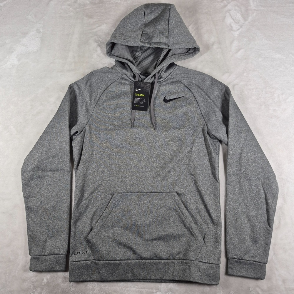 Nike Dri-Fit Therma Training Hoodie Men's Small Gray Pullover Sweatshirt NWT
